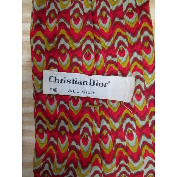 Christian Dior Neck Tie Red Silk Formal Business Designer Colorful - Picture 4 of 7
